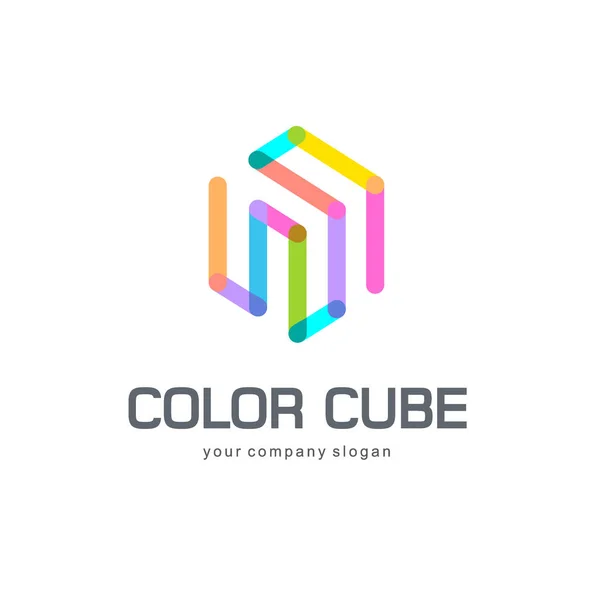 Logo-Vorlage Sechseck-Design. Farbwürfel — Stockvektor