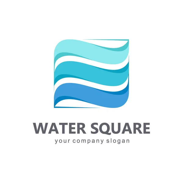 Шаблон логотипа вектора. Знак для очистки труб и канализационных систем, фильтров для воды. Чистая вода. Водный квадрат — стоковый вектор