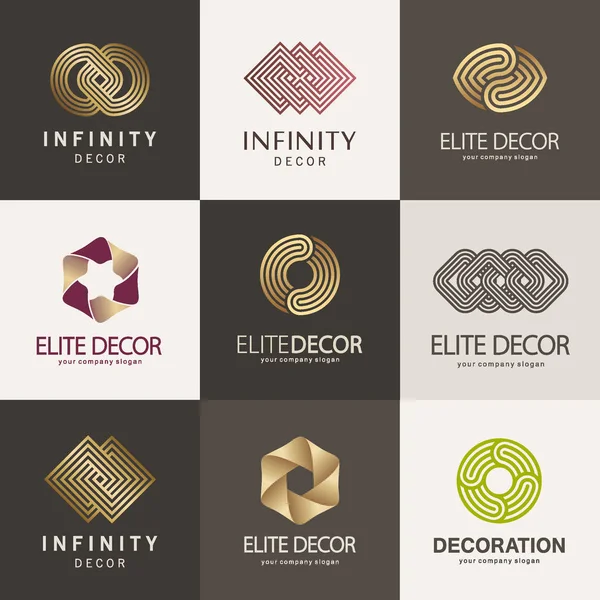 A collection of logos for interior, furniture shops, decor items and home decoration. — Stock Vector