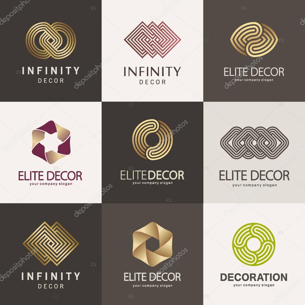 A collection of logos for interior, furniture shops, decor items and home decoration. 