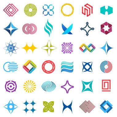 Büyük vektör logo tasarım kümesi. Olağandışı simgeler