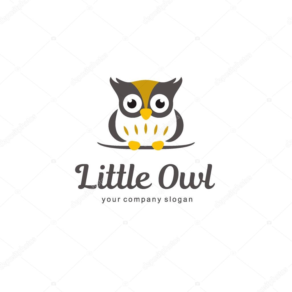 Vector logo template. Little owl sign