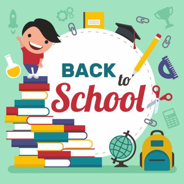 Okula dönüyorum. vektör illüstrasyonu