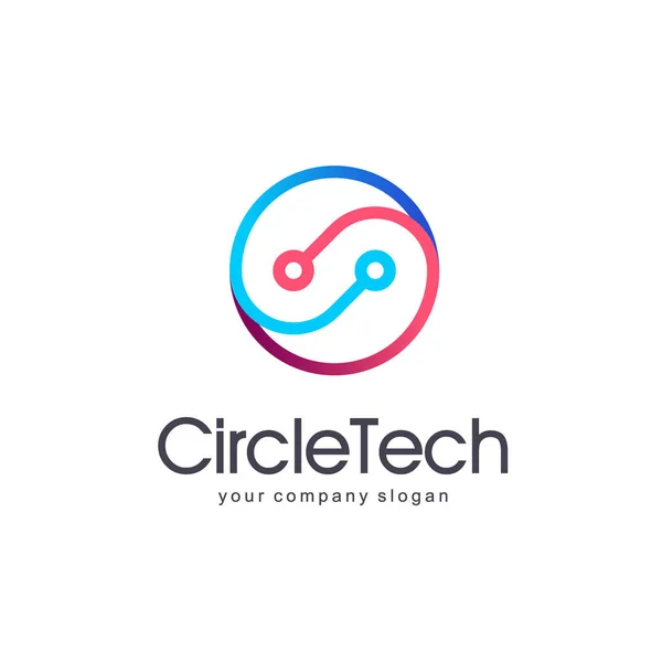 Diseño del logo vectorial. Tecnología de círculo — Vector de stock