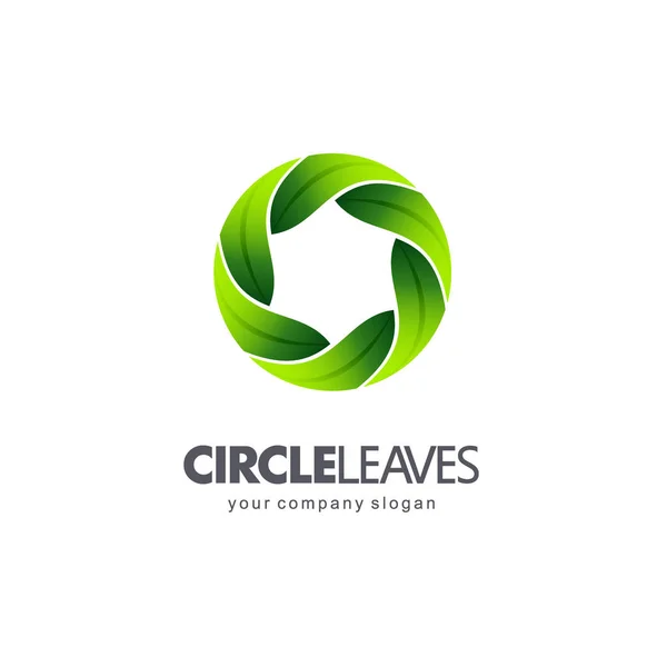 Modèle de logo pour les produits biologiques et naturels. Cercle feuilles — Image vectorielle