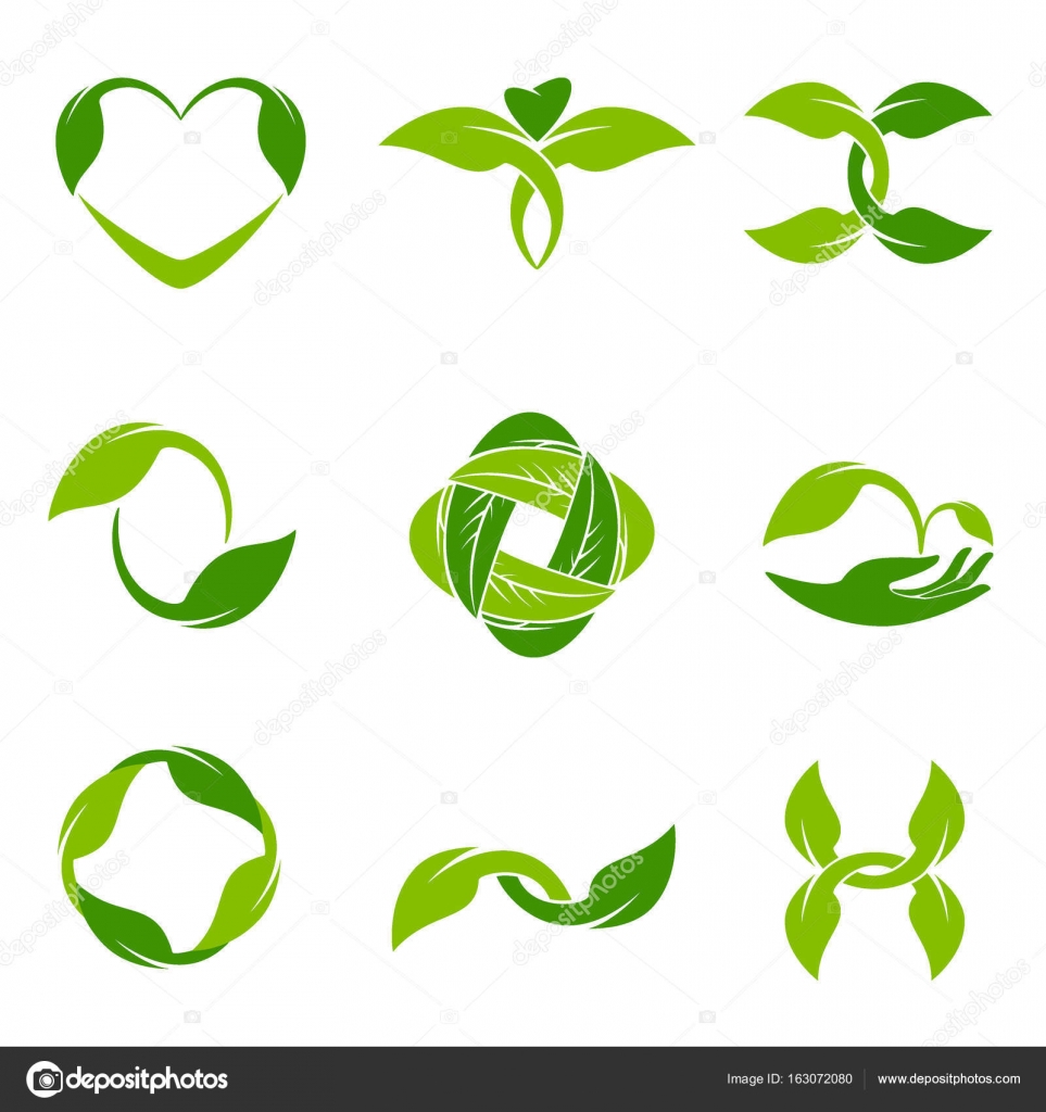 Eco Organic Bio Icon Set Vector Logo Design For Wellness Spa