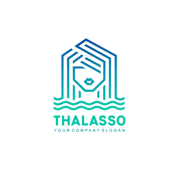 벡터 로고 디자인입니다. Thalassotherapy 및 스파 — 스톡 벡터