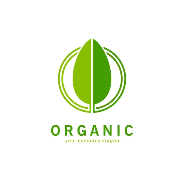 Plantilla de logotipo para productos orgánicos y naturales. Estilo de vida saludable y signo vegano — Archivo Imágenes Vectoriales