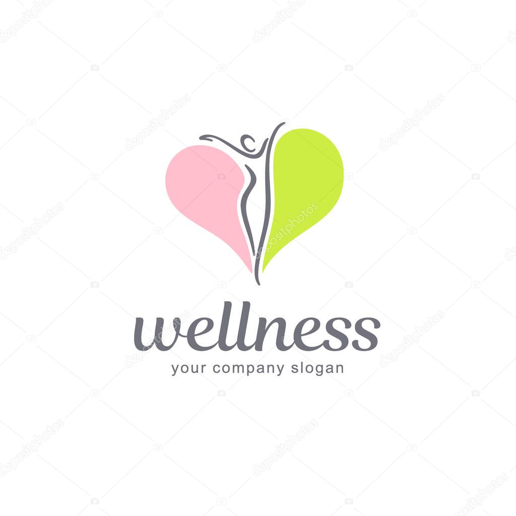 Fitness and wellness vector logo design.