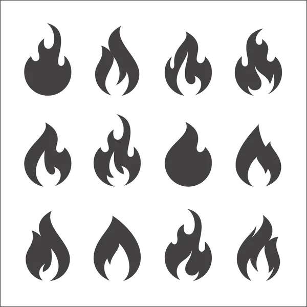 Llamas de fuego, establecer iconos vectoriales — Vector de stock