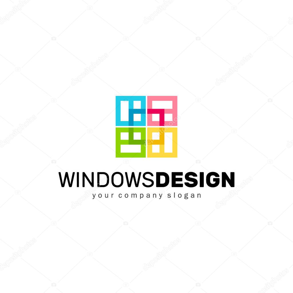 Windows logo design, vector template. The business of manufacturing windows. Design elements.