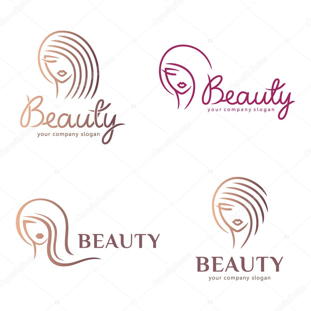 Vector logo set for beauty salon, hair salon, cosmetic