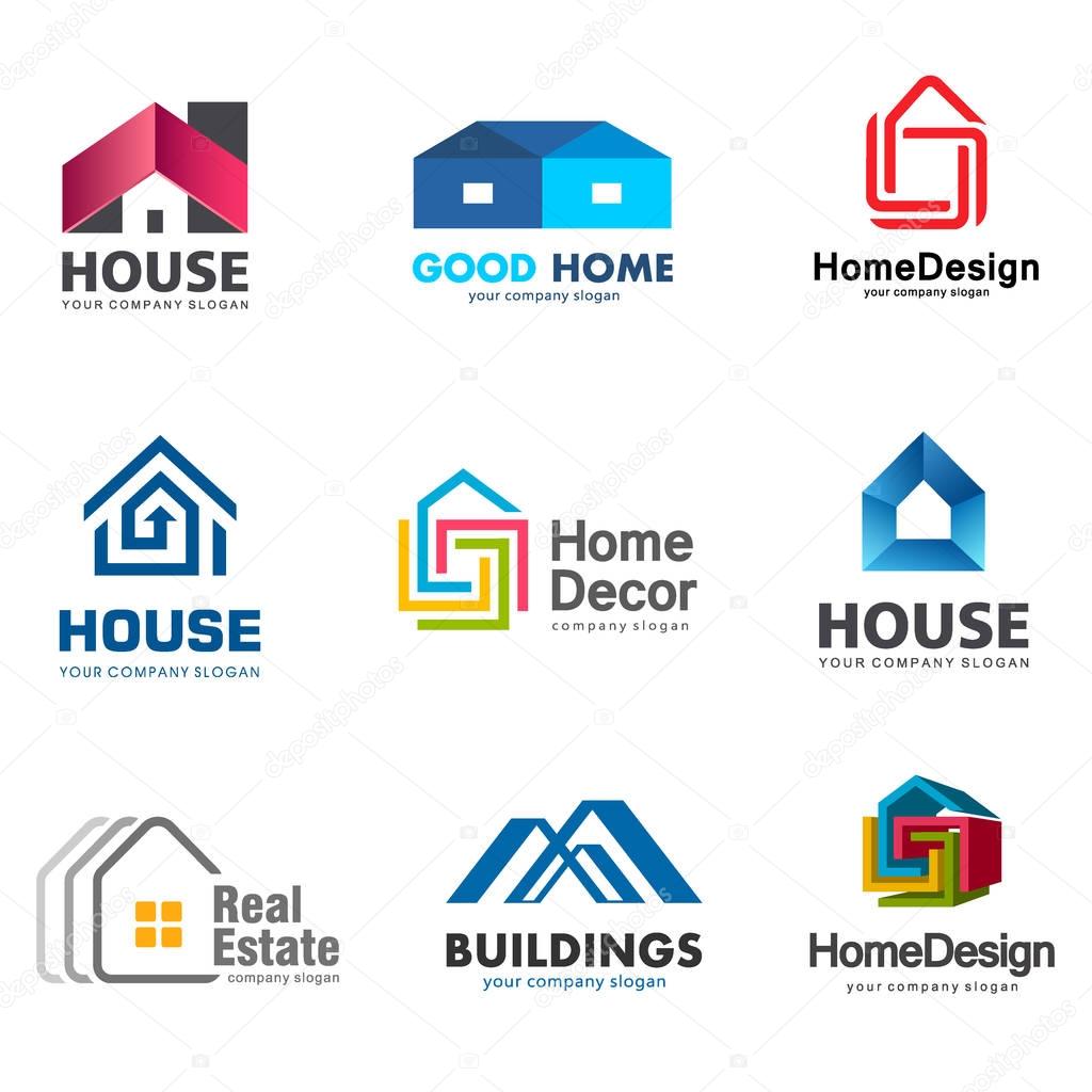 Real Estate and Building logo set. Vector house logo template