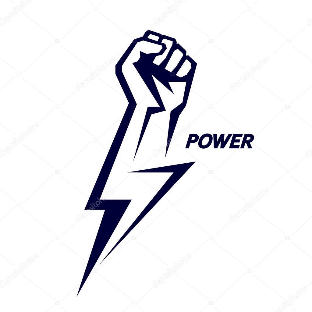 Fist male hand, proletarian protest symbol. Power sign