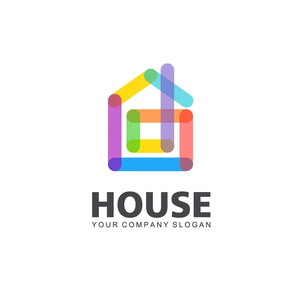 Modelo de logotipo vetor casa abstrato. Sinal colorido. Home design —  Vetores de Stock