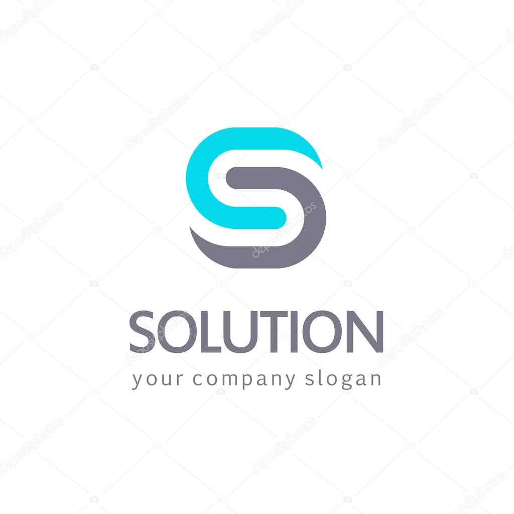 Vector logo design for business. Letter S sign. Solution