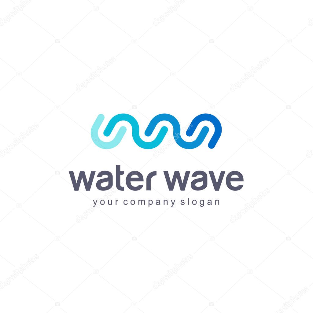 Vector logo design. Water Wave sign