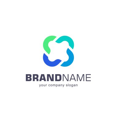 İşiniz için vektör logosu. Derneği, İttifak, birlik. O harfi.