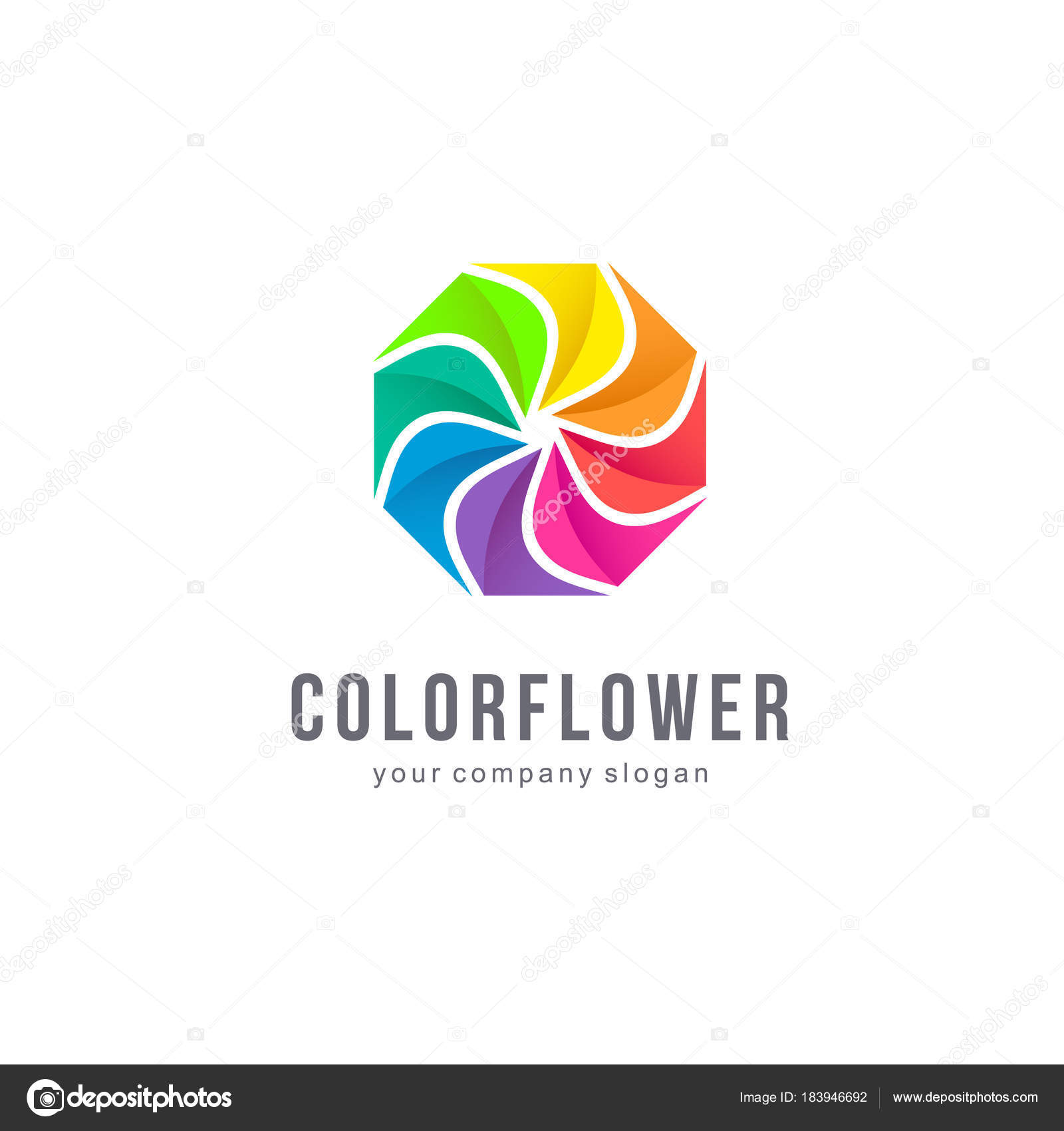 Disegno Logo Vettore Fiore Colore Segno Colorato — Vettoriale Stock