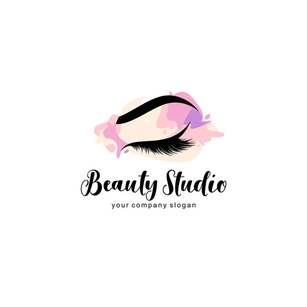 Plantilla Diseño Logotipo Vectorial Para Salón Belleza Maquillaje Lash Frente — Vector de stock