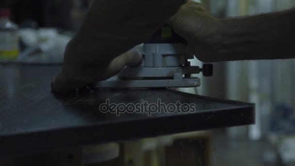 Furniture Factory production edging wooden parts — Stock Video