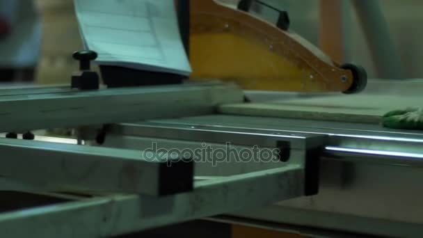 Produzione e lavorazione di mobili in fabbrica di segare l'elemento legno — Video Stock