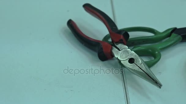 Tools for material processing shears and pliers — Stock Video
