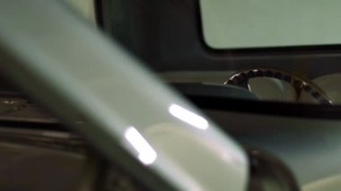 parlak iç ve dış mavi Amerikan retro otomobil