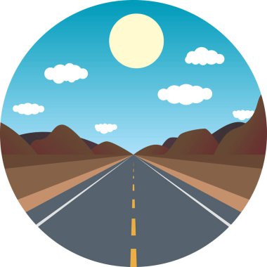 straight road ahead in the afternoon in the mountains clipart