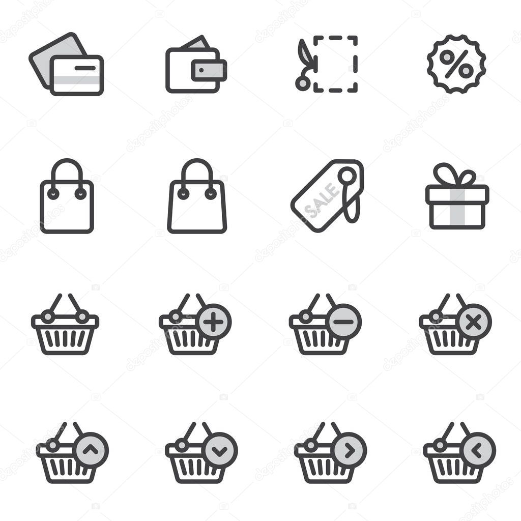 Set of Outline stroke Shopping icons Vector illustration