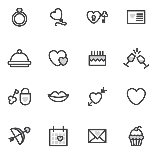Векторные иконки Дня святого Валентина выполнены в современном стиле. логотипы — стоковый вектор