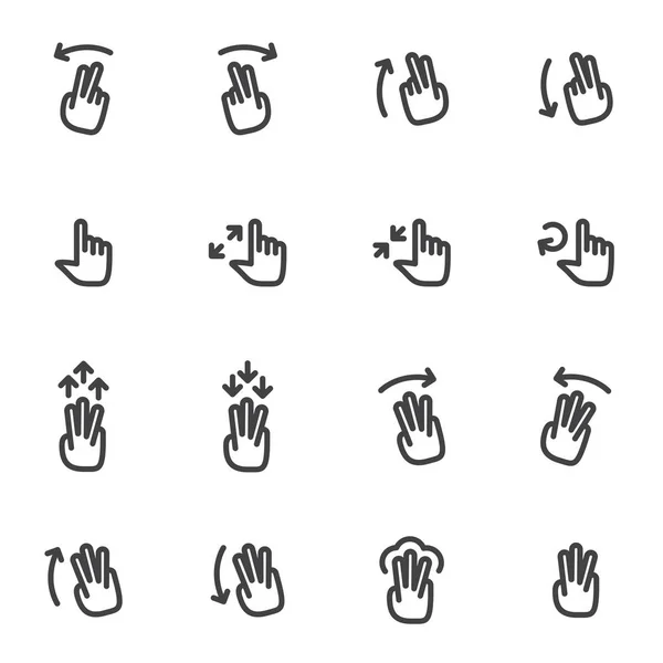 Set of vector icons, and logos hands, fingers, gestures, movement touch screen. — Stock Vector