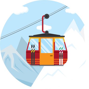 Kış için teleferik teleferik vektör çizim