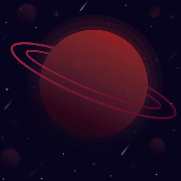 Vector ilustración planeta con la esfera del espacio alrededor de una estrella satélites y cometas — Archivo Imágenes Vectoriales