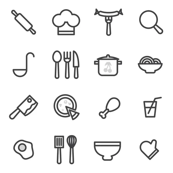 Conjunto de iconos vectoriales cocina, comida, saludable sobre un fondo claro — Vector de stock