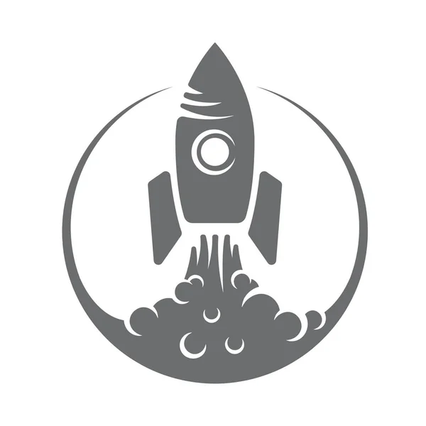 Vector εικονογράφηση λογότυπο πυραύλων απογείωση, καπνός — Διανυσματικό Αρχείο