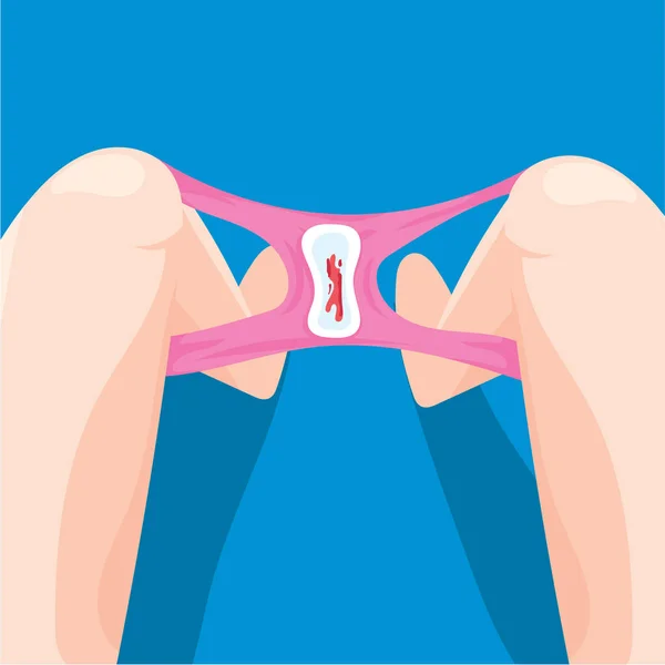 Kadın külot adet kanı ile sıhhi peçeteye vektör çizim