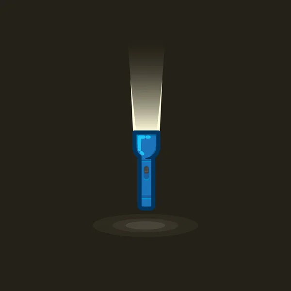 Vektör simgesi mavi el fener ile ışın ışık karanlıkta — Stok Vektör