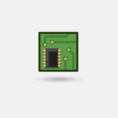 Vektör simge bilgisayar çipi, elektronik yönetim kurulu, computer kurulu düz