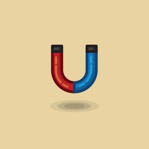 Icono vectorial imán caballo zapato azul y rojo color. Ilustración del vector magnético — Vector de stock