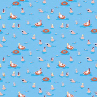 Yaz desen baskı deniz. Yaz desen baskı insanlar Denizde yüzme. Deniz yazdırma erkekler ve kadınlar yüzmek