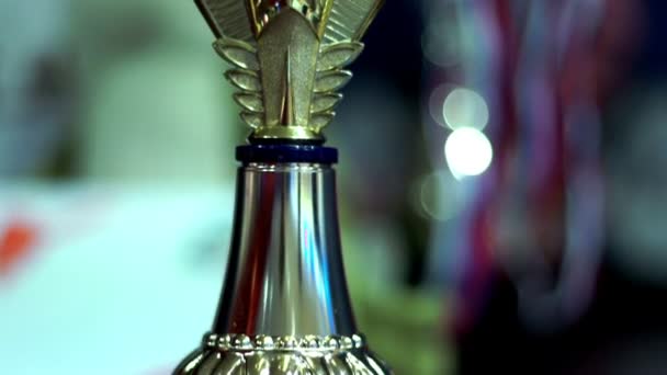 Ganador de la copa de oro. Trofeo ganador. Campeón Copa de oro — Vídeo de stock