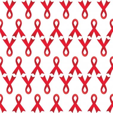 Desen Dünya AIDS günü kavramı ve kırmızı HIV şerit üzerinde beyaz arka plan vektör