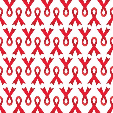Desen Dünya AIDS günü kavramı ve kırmızı HIV şerit üzerinde beyaz arka plan vektör
