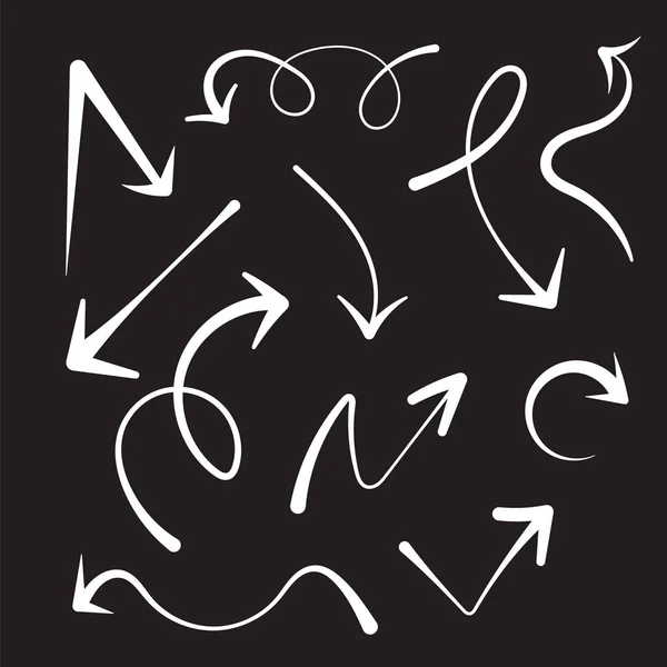 Tebeşir okları koleksiyonu el çizmek kara tahta vektör çizim üzerinde