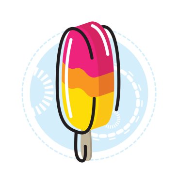 Dondurma üç pembe, turuncu ve beyaz arka plan üzerinde izole sarı renk