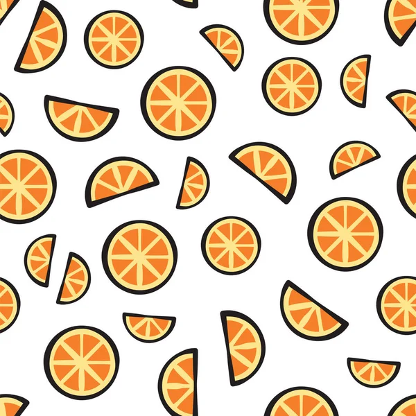 Beyaz arka plan deseni üzerinde taze turuncu meyve dilimleri — Stok Vektör