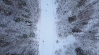 Snowboard ve kayak merkezinde kar yamaçta Kayak insanlar. Kış Kayak