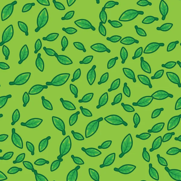 Groene bladeren patroon achtergrond. Patroon gebladerte plant op groene naadloze achtergrond. — Stockvector