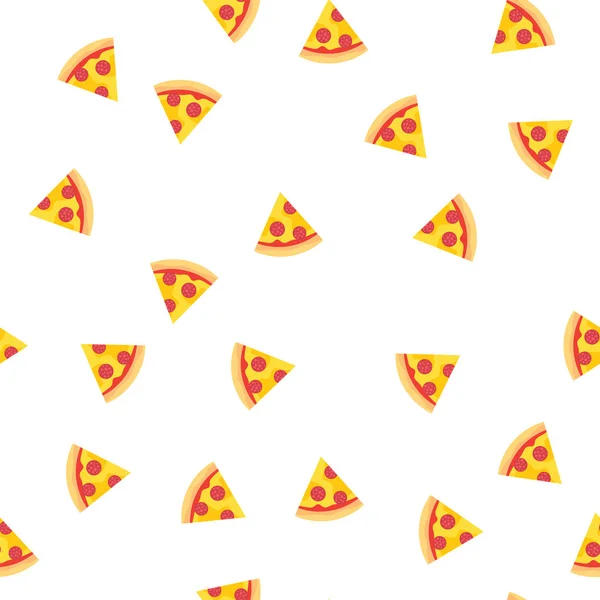 소시지와 치즈 패턴 배경 피자 조각입니다. 식욕을 돋 우는 피자 조각 seamlesss 패턴. — 스톡 벡터
